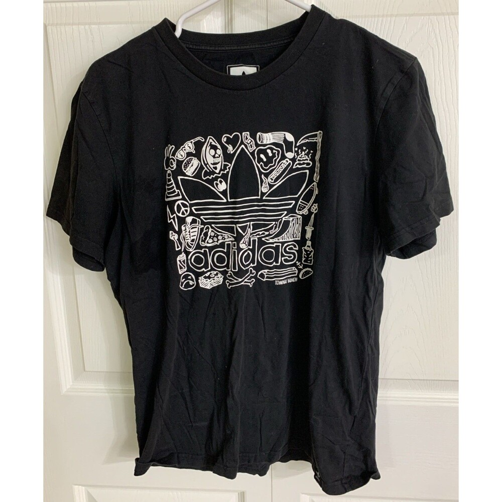 Adidas Skateboard T Shirt Unisex M Black White Terminal Radness Bold Graphic